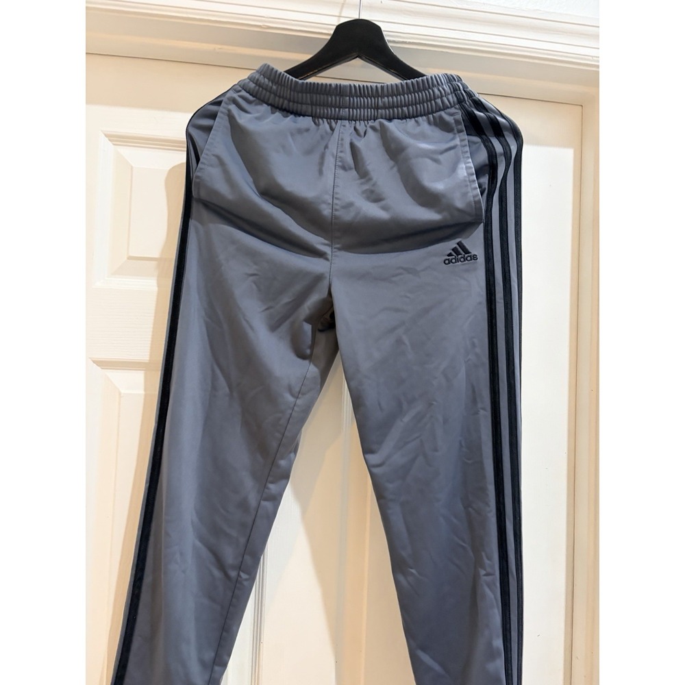 adidas Youth Track Pants Gray Black Three Stripe Joggers Boys Large 14/16